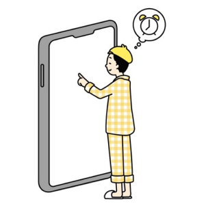 起こされたい時間を設定する男性のイラスト